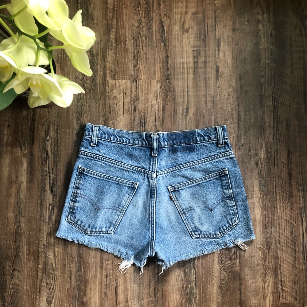 Vintage Levi’s Jean Shorts High Waisted Rare Orange Tab - Picture 4 of 6
